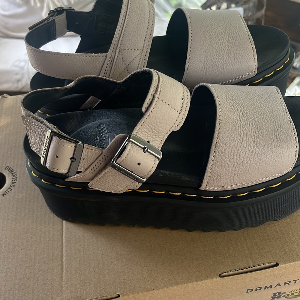 Dr. Martens Black and Cream Sandals